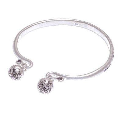 Alternate image for Handmade Sterling Silver Floral Cuff Bracelet Bells Ring