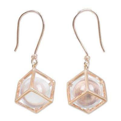 Alternate image for Artisan Crafted Quartz and Rose Gold Plated Dangle Earrings Frozen Rain