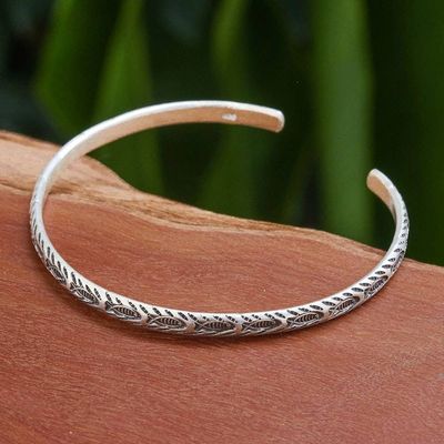 Alternate image for Fish-Themed Sterling Silver Cuff Bracelet from Thailand Aquatic Spirit
