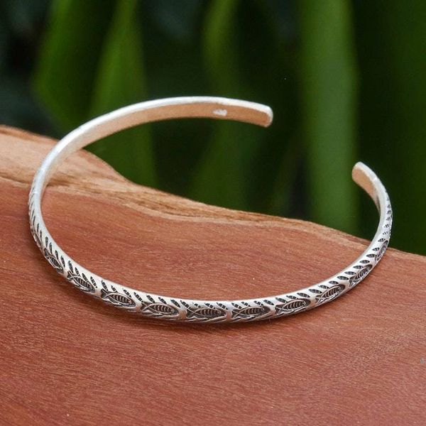 Alternate image for Fish-Themed Sterling Silver Cuff Bracelet from Thailand Aquatic Spirit