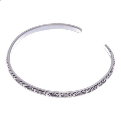 Alternate image for Fish-Themed Sterling Silver Cuff Bracelet from Thailand Aquatic Spirit