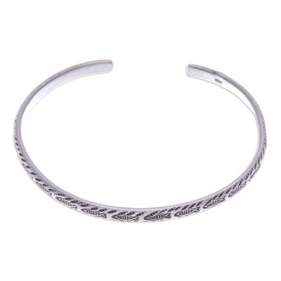 Alternate image for Fish-Themed Sterling Silver Cuff Bracelet from Thailand Aquatic Spirit