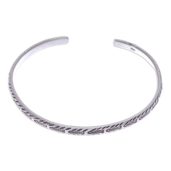 Alternate image for Fish-Themed Sterling Silver Cuff Bracelet from Thailand Aquatic Spirit