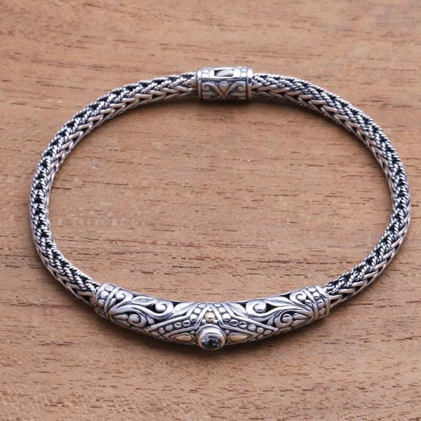 Alternate image for 18k Gold Accented Blue Topaz Pendant Bracelet from Bali Single Eye