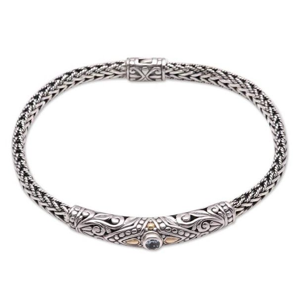 Alternate image for 18k Gold Accented Blue Topaz Pendant Bracelet from Bali Single Eye