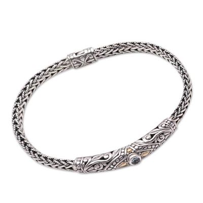 Alternate image for 18k Gold Accented Blue Topaz Pendant Bracelet from Bali Single Eye