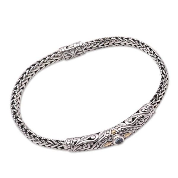 Alternate image for 18k Gold Accented Blue Topaz Pendant Bracelet from Bali Single Eye