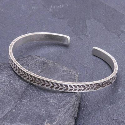 Alternate image for Handmade Sterling Silver Floral Cuff Bracelet Bright Moments