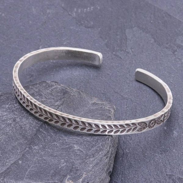 Alternate image for Handmade Sterling Silver Floral Cuff Bracelet Bright Moments