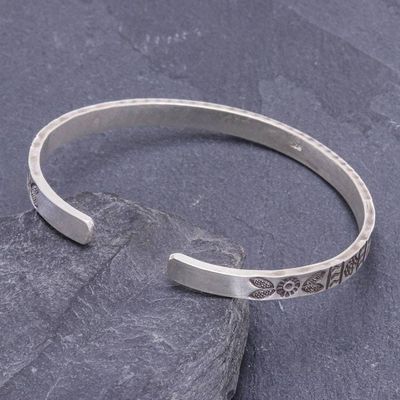 Alternate image for Handmade Sterling Silver Floral Cuff Bracelet Bright Moments