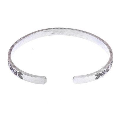 Alternate image for Handmade Sterling Silver Floral Cuff Bracelet Bright Moments