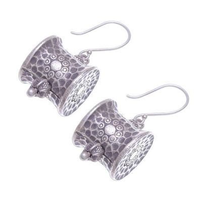 Alternate image for Unique Hill Tribe 950 Silver Dangle Earrings Karen Barrel