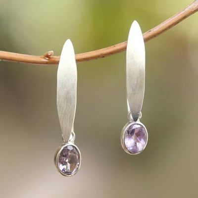 Alternate image for Elliptical Amethyst Dangle Earrings from Bali Elegant Ellipses