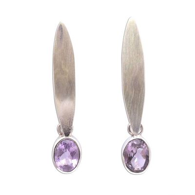 Alternate image for Elliptical Amethyst Dangle Earrings from Bali Elegant Ellipses