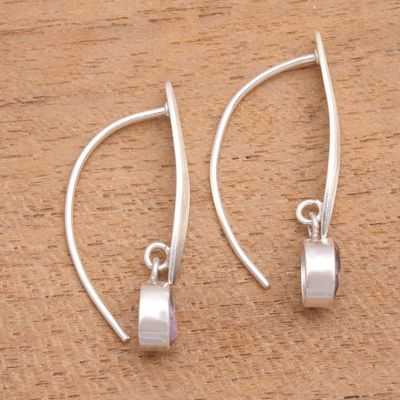 Alternate image for Elliptical Amethyst Dangle Earrings from Bali Elegant Ellipses