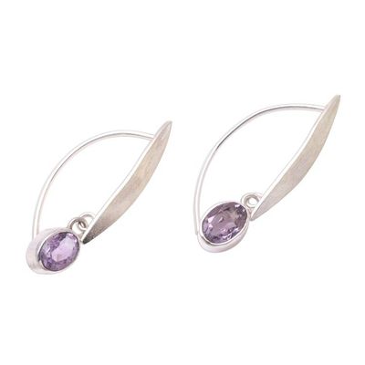 Alternate image for Elliptical Amethyst Dangle Earrings from Bali Elegant Ellipses
