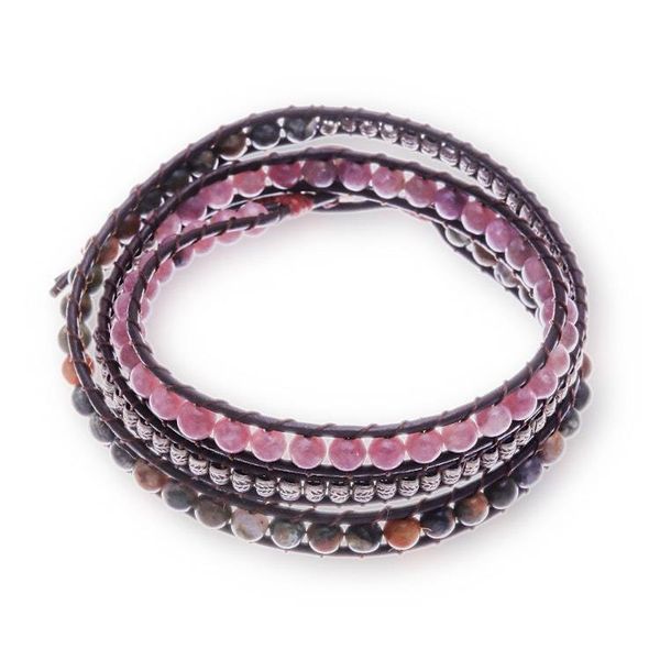 Alternate image for Bohemian-Inspired Jasper and Lepidolite Beaded Wrap Bracelet Mauve Wanderer