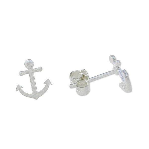 Alternate image for Sterling Silver Nautical Anchor Stud Earrings from Thailand Ship Anchors