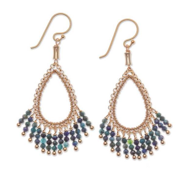 Alternate image for Thai-Made 18k Gold-Plated Quartz Beaded Chandelier Earrings Infinite Virtue