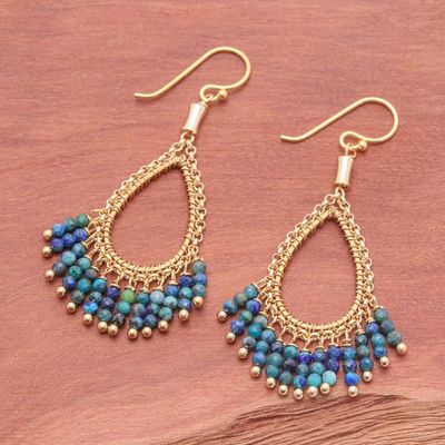 Alternate image for Thai-Made 18k Gold-Plated Quartz Beaded Chandelier Earrings Infinite Virtue