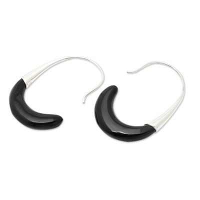 Alternate image for Minimalist High-Polished Sterling Silver Half-Hoop Earrings Dark Queen