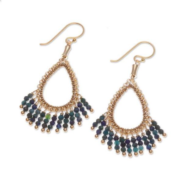 Alternate image for Thai-Made 18k Gold-Plated Quartz Beaded Chandelier Earrings Infinite Virtue