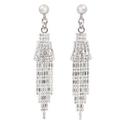 Alternate image for Ball Chain Sterling Silver Waterfall Earrings Thailand Raining Bells