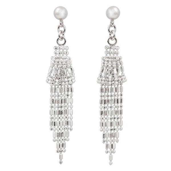 Alternate image for Ball Chain Sterling Silver Waterfall Earrings Thailand Raining Bells