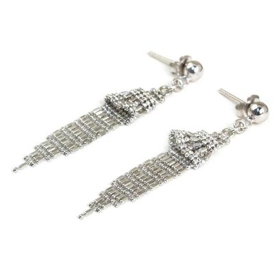 Alternate image for Ball Chain Sterling Silver Waterfall Earrings Thailand Raining Bells
