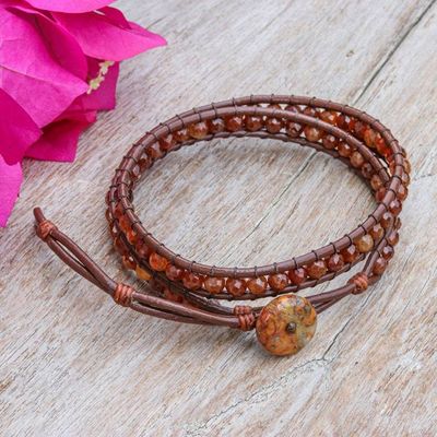 Alternate image for Warm-Toned Natural Adalusite and Jasper Beaded Wrap Bracelet Wrapped by Fire