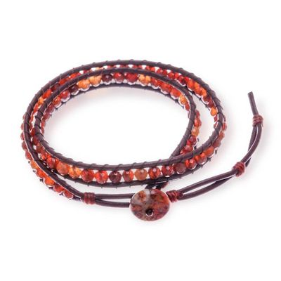 Alternate image for Warm-Toned Natural Adalusite and Jasper Beaded Wrap Bracelet Wrapped by Fire