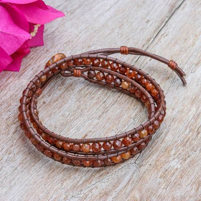 Alternate image for Warm-Toned Natural Adalusite and Jasper Beaded Wrap Bracelet Wrapped by Fire