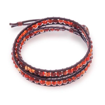 Alternate image for Warm-Toned Natural Adalusite and Jasper Beaded Wrap Bracelet Wrapped by Fire