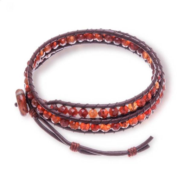 Alternate image for Warm-Toned Natural Adalusite and Jasper Beaded Wrap Bracelet Wrapped by Fire