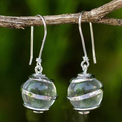 Alternate image for Hand Crafted Clear Quartz and Sterling Silver Earrings Silver Raindrops