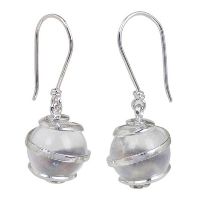 Alternate image for Hand Crafted Clear Quartz and Sterling Silver Earrings Silver Raindrops