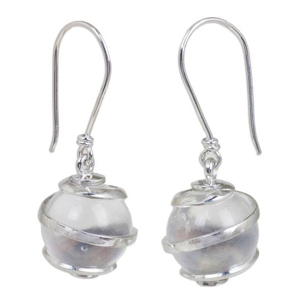 Alternate image for Hand Crafted Clear Quartz and Sterling Silver Earrings Silver Raindrops