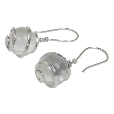 Alternate image for Hand Crafted Clear Quartz and Sterling Silver Earrings Silver Raindrops