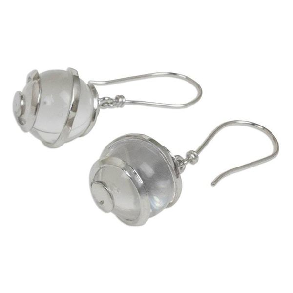 Alternate image for Hand Crafted Clear Quartz and Sterling Silver Earrings Silver Raindrops