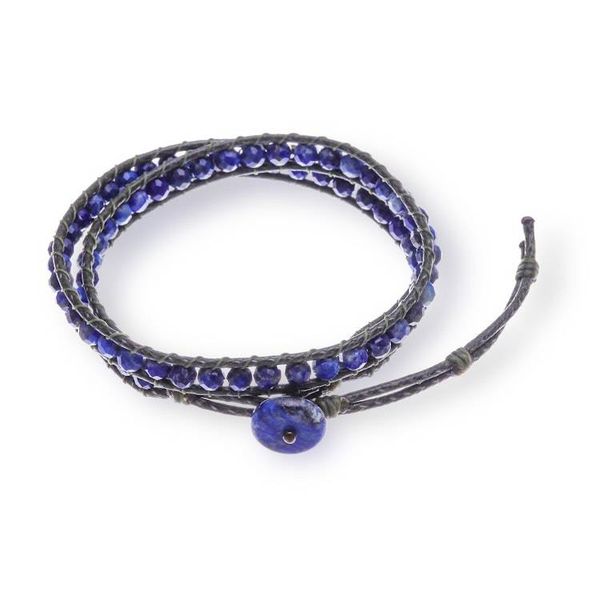 Alternate image for Blue Lapis Lazuli Beaded Wrap Bracelet with Leather Accents Wrapped by Truth