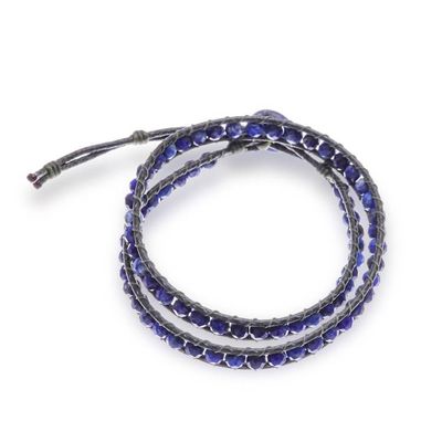 Alternate image for Blue Lapis Lazuli Beaded Wrap Bracelet with Leather Accents Wrapped by Truth