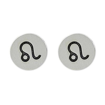 Alternate image for Sterling Silver Leo Stud Earrings from Thailand Satin Leo