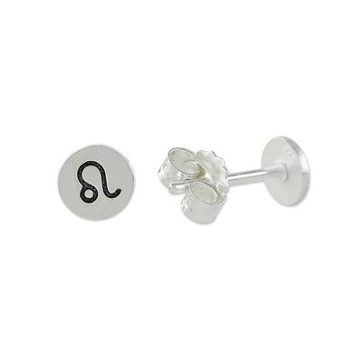 Alternate image for Sterling Silver Leo Stud Earrings from Thailand Satin Leo