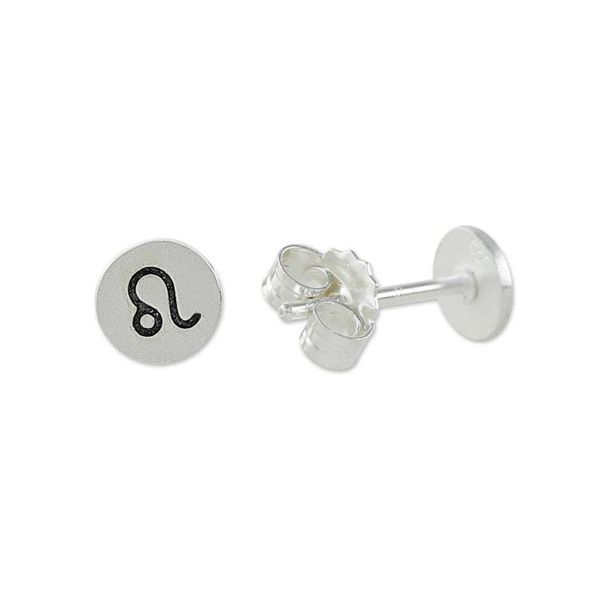 Alternate image for Sterling Silver Leo Stud Earrings from Thailand Satin Leo