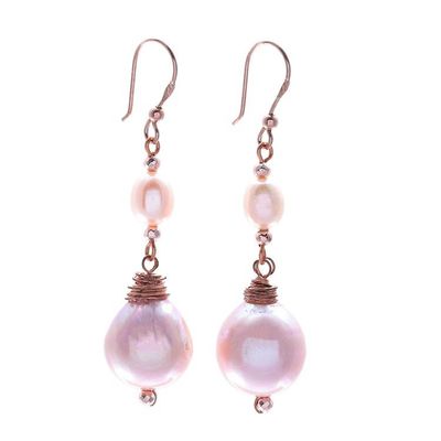 Alternate image for Rose Gold-Plated Cultured Pearl Dangle Earrings Sea Glow