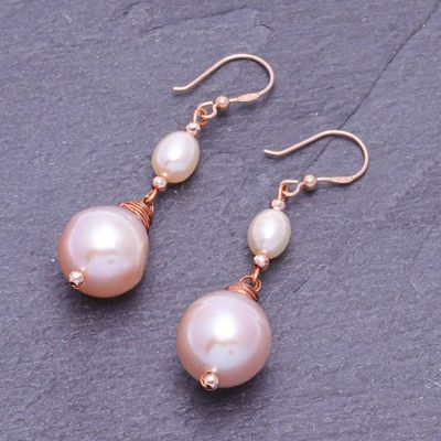 Alternate image for Rose Gold-Plated Cultured Pearl Dangle Earrings Sea Glow