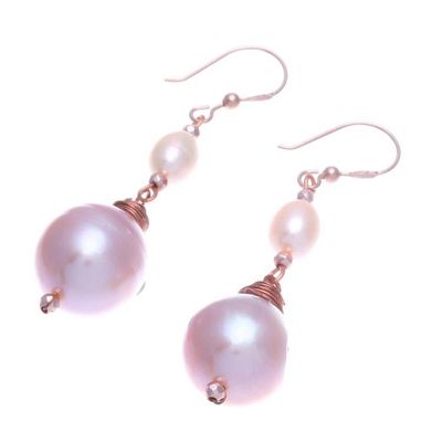 Alternate image for Rose Gold-Plated Cultured Pearl Dangle Earrings Sea Glow