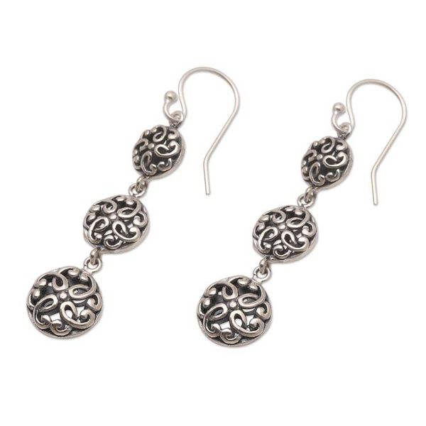 Alternate image for Handcrafted Sterling Silver Dangle Earrings from Bali Perfection in Nature