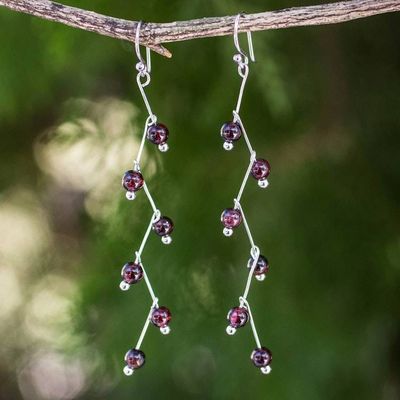 Alternate image for Modern Handcrafted Garnet Dangle Earrings Lightning