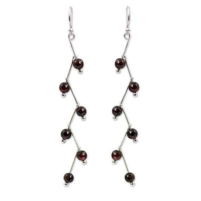 Alternate image for Modern Handcrafted Garnet Dangle Earrings Lightning